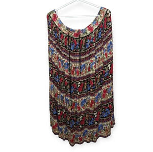 Vintage Sag Harbor Hippie Boho Floral Print Black Pilgrim Skirt Women Medium